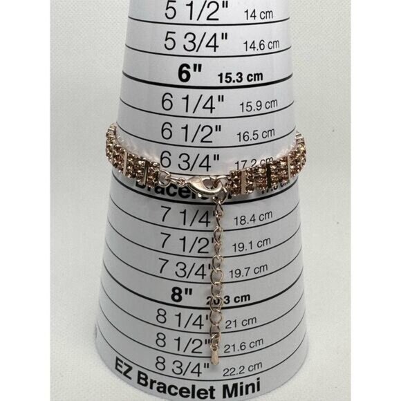 Amber Colored Rhinestone Bracelet Beautiful Elegant Lobster Claw with Extender - Picture 5 of 9